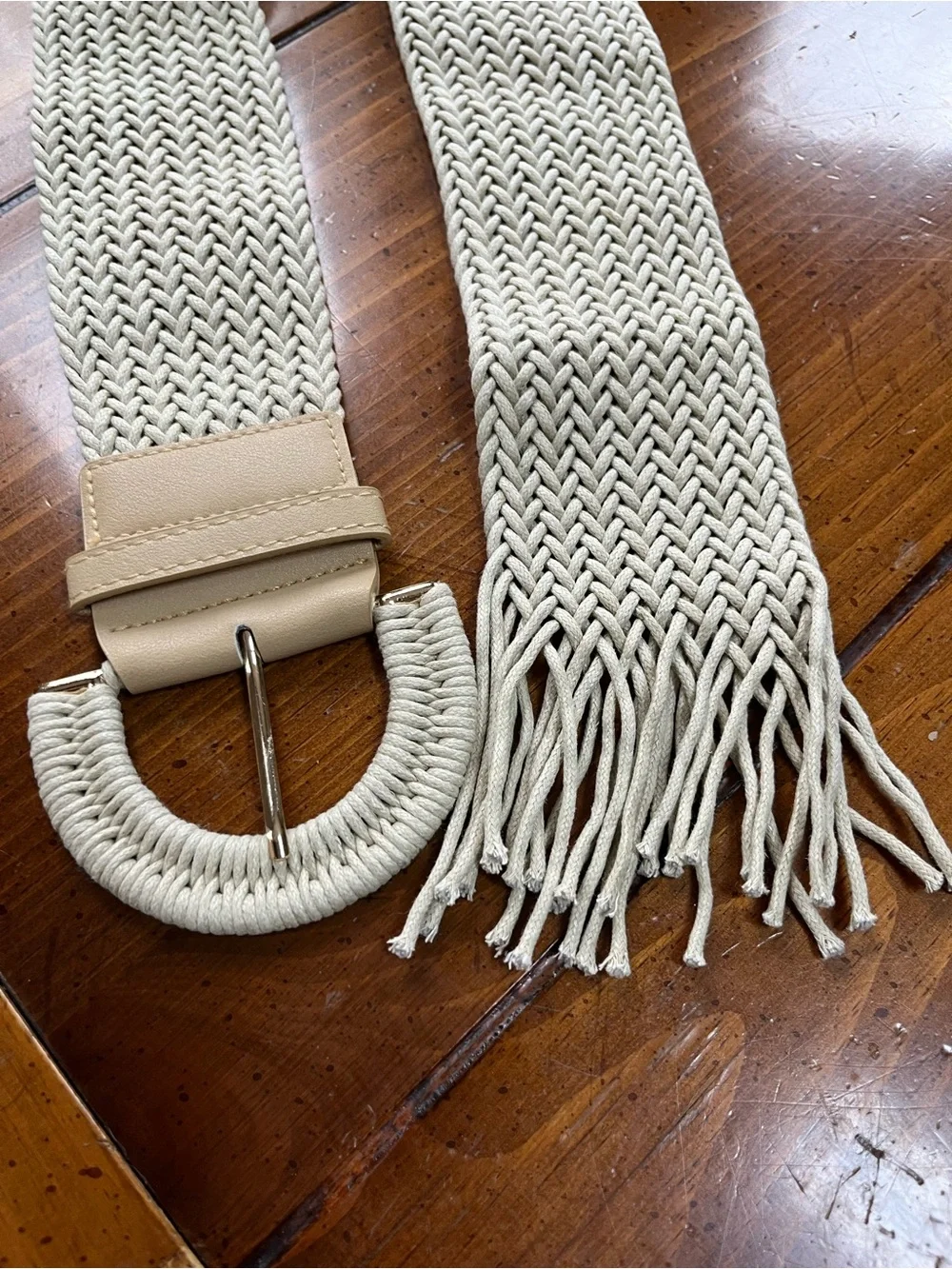 Boho Wide Braided Woven Fringed Waist Belt OS EUC